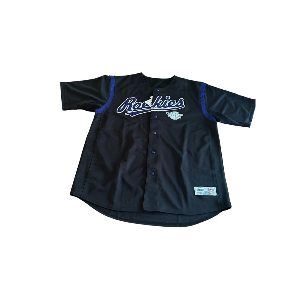 COLORADO ROCKIES Mens XL Black & Purple Button Up Dynasty‎ MLB Jersey